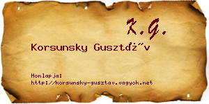 Korsunsky Gusztáv névjegykártya